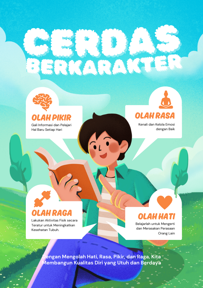 Poster Pendidikan Cerdas Berkarakter Ilustratif Biru dan Putih (1)